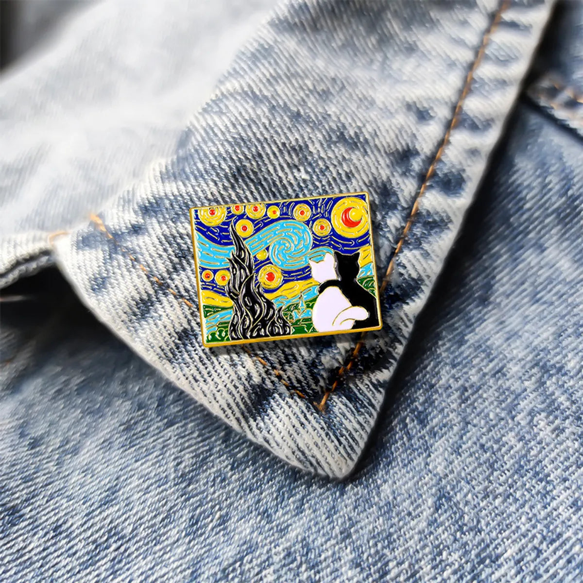 Cartoon Style Oil Painting Cat Alloy Enamel Plating Unisex Brooches