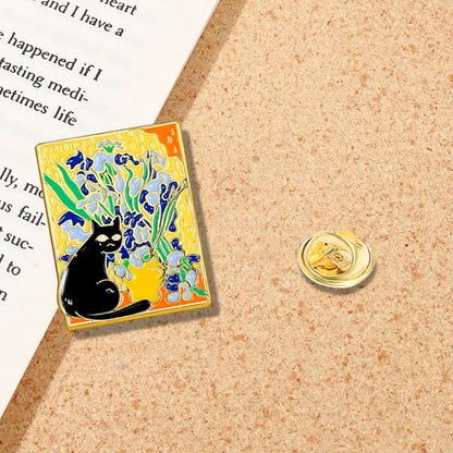 Cartoon Style Oil Painting Cat Alloy Enamel Plating Unisex Brooches