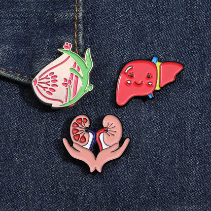 Cartoon Style Organ Alloy Stamping Stoving Varnish Plating Unisex Brooches