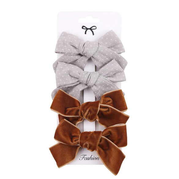 Cartoon Style Plaid Solid Color Bow Knot Cloth Hair Clip