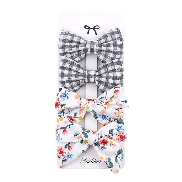 Cartoon Style Plaid Solid Color Bow Knot Cloth Hair Clip