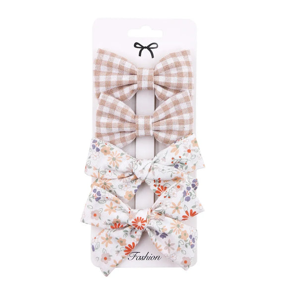 Cartoon Style Plaid Solid Color Bow Knot Cloth Hair Clip