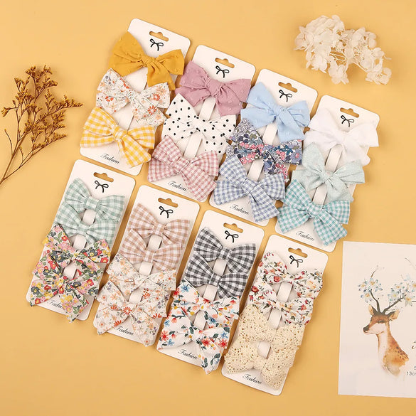 Cartoon Style Plaid Solid Color Bow Knot Cloth Hair Clip