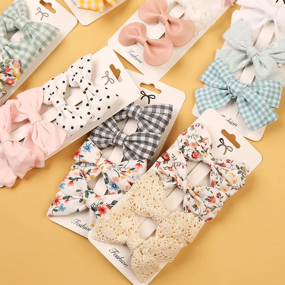 Cartoon Style Plaid Solid Color Bow Knot Cloth Hair Clip