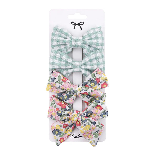 Cartoon Style Plaid Solid Color Bow Knot Cloth Hair Clip