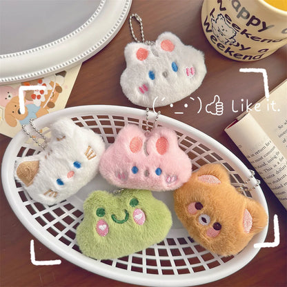 Cartoon Style Rabbit Bear Plush Keychain