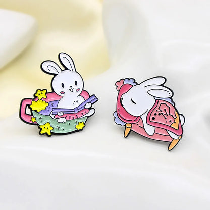 Cartoon Style Rabbit Flower Alloy Enamel Unisex Brooches