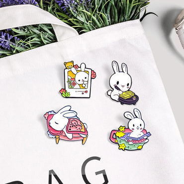 Cartoon Style Rabbit Flower Alloy Enamel Unisex Brooches