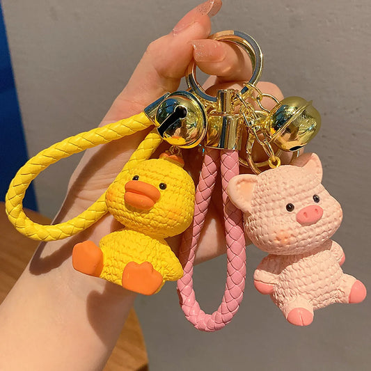 Cartoon Style Rabbit Pig Duck Alloy Resin Patchwork Bag Pendant Keychain