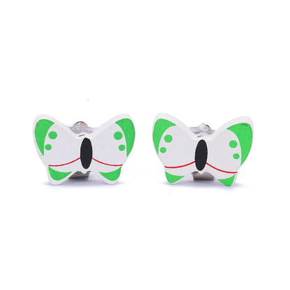 Cartoon Style Rabbit Unicorn Wood Stoving Varnish Women'S Ear Clips 1 Pair