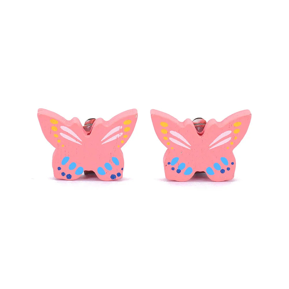 Cartoon Style Rabbit Unicorn Wood Stoving Varnish Women'S Ear Clips 1 Pair