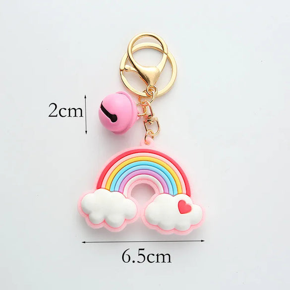 Cartoon Style Rainbow Alloy Silica Gel Unisex Keychain