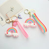 Cartoon Style Rainbow Alloy Silica Gel Unisex Keychain