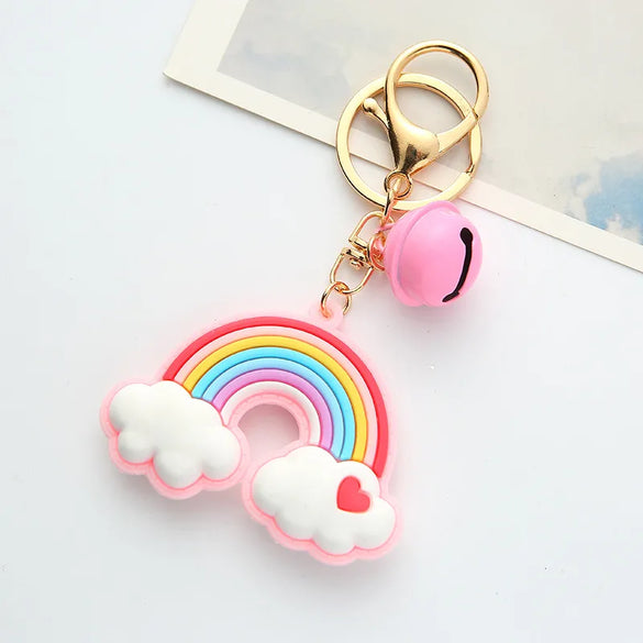 Cartoon Style Rainbow Alloy Silica Gel Unisex Keychain