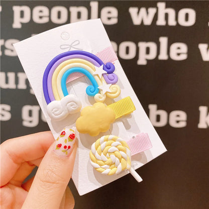 Cartoon Style Rainbow Plastic Patchwork Hair Clip