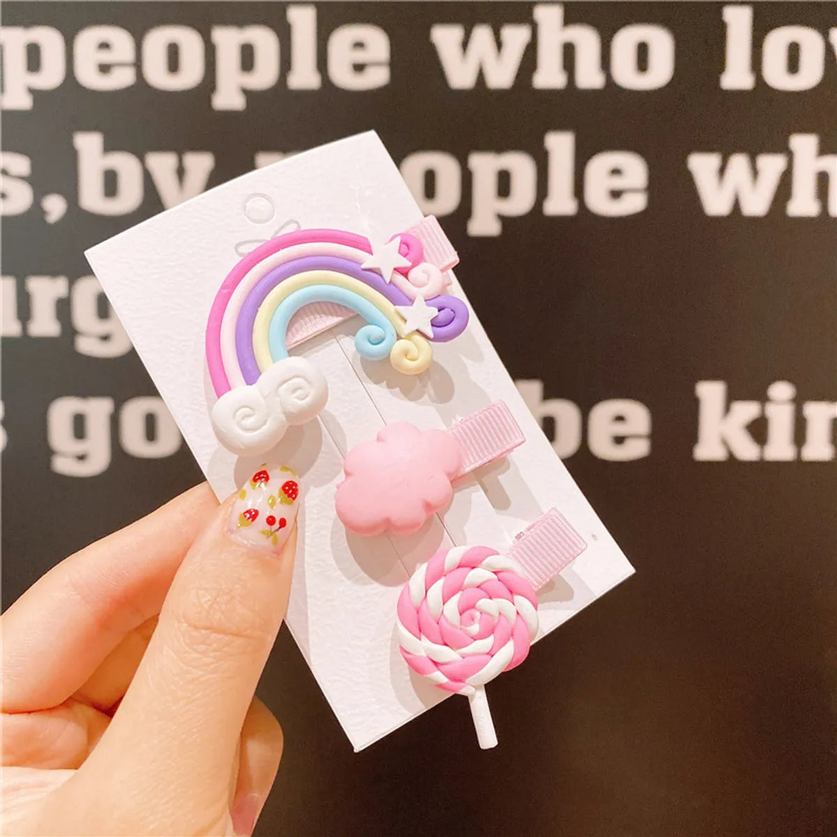 Cartoon Style Rainbow Plastic Patchwork Hair Clip