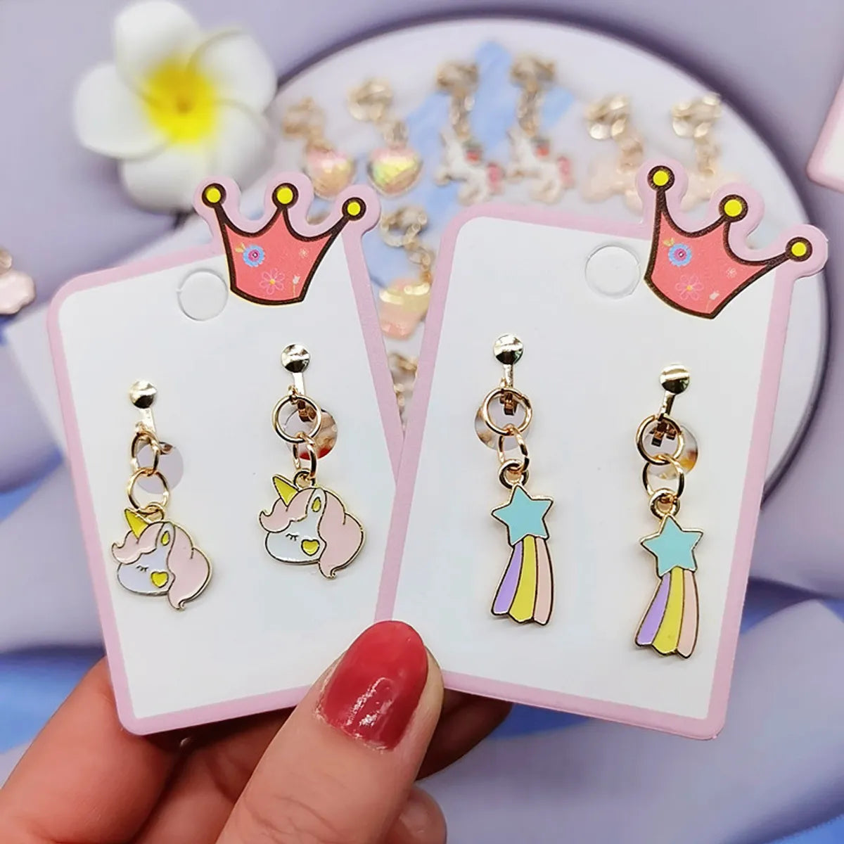 Cartoon Style Rainbow Unicorn Alloy Girl's Ear Clips 1 Pair