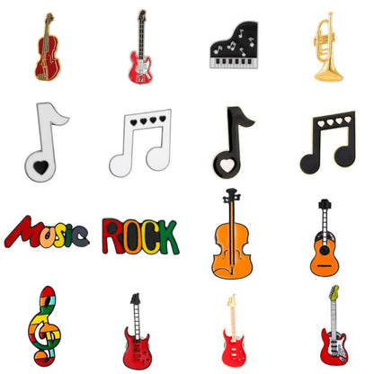 Cartoon Style Retro Guitar Notes Alloy Stamping Stoving Varnish Plating Kid'S Brooches