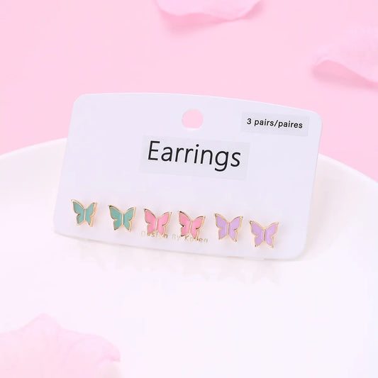 Cartoon Style Romantic Sweet Butterfly Alloy Handmade Plating Girl'S Ear Studs