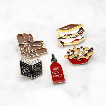 Cartoon Style Sandwich Sofa French Fries Alloy Enamel Unisex Brooches