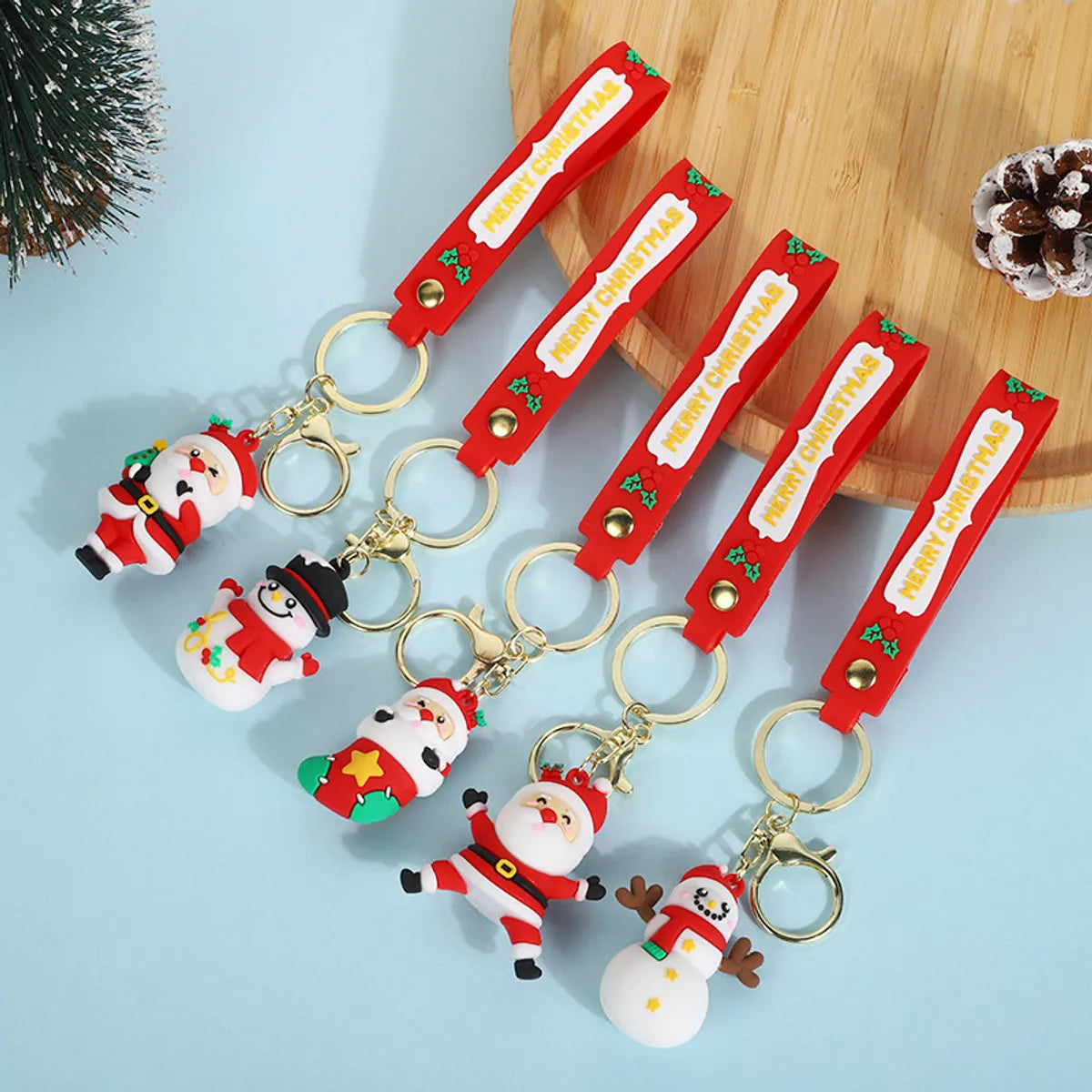 Cartoon Style Santa Claus Silica Gel Christmas Unisex Bag Pendant Keychain