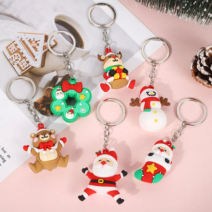 Cartoon Style Santa Claus Silica Gel Christmas Unisex Bag Pendant Keychain