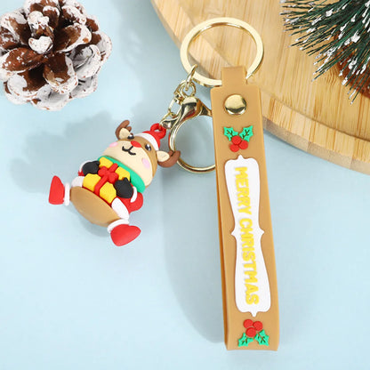 Cartoon Style Santa Claus Silica Gel Christmas Unisex Bag Pendant Keychain