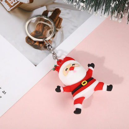 Cartoon Style Santa Claus Silica Gel Christmas Unisex Bag Pendant Keychain