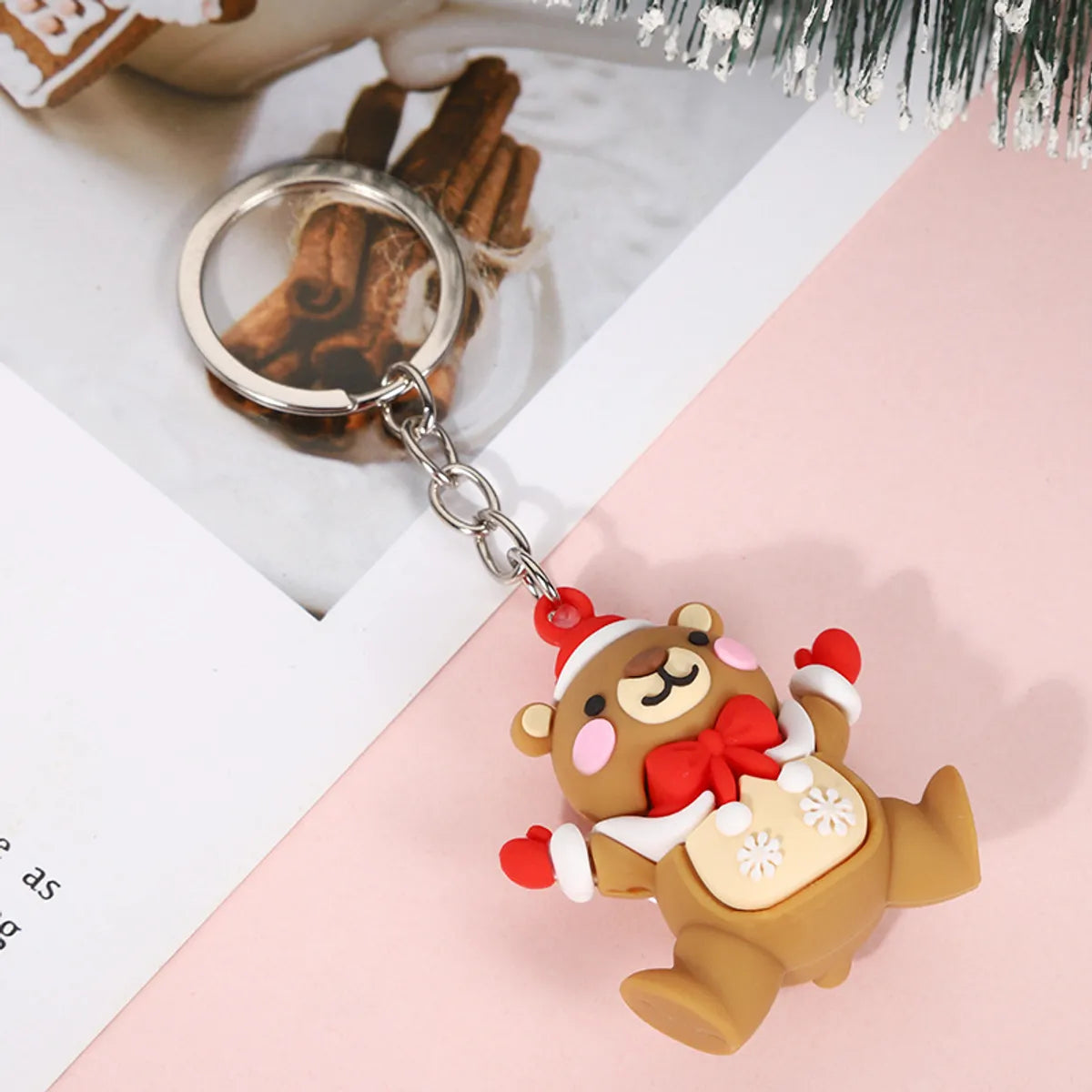 Cartoon Style Santa Claus Silica Gel Christmas Unisex Bag Pendant Keychain