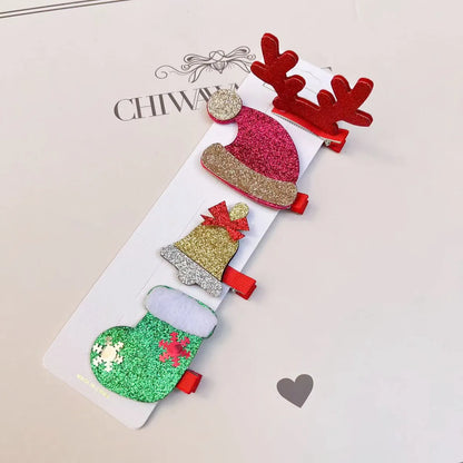 Cartoon Style Santa Claus Snowman Arylic Plastic Hair Clip Hair Tie 1 Set