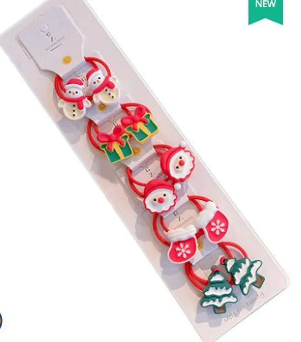 Cartoon Style Santa Claus Snowman Arylic Plastic Hair Clip Hair Tie 1 Set