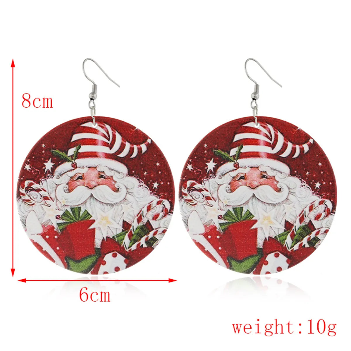 Cartoon Style Santa Claus Wood Printing Women's Drop Earrings 1 Pair