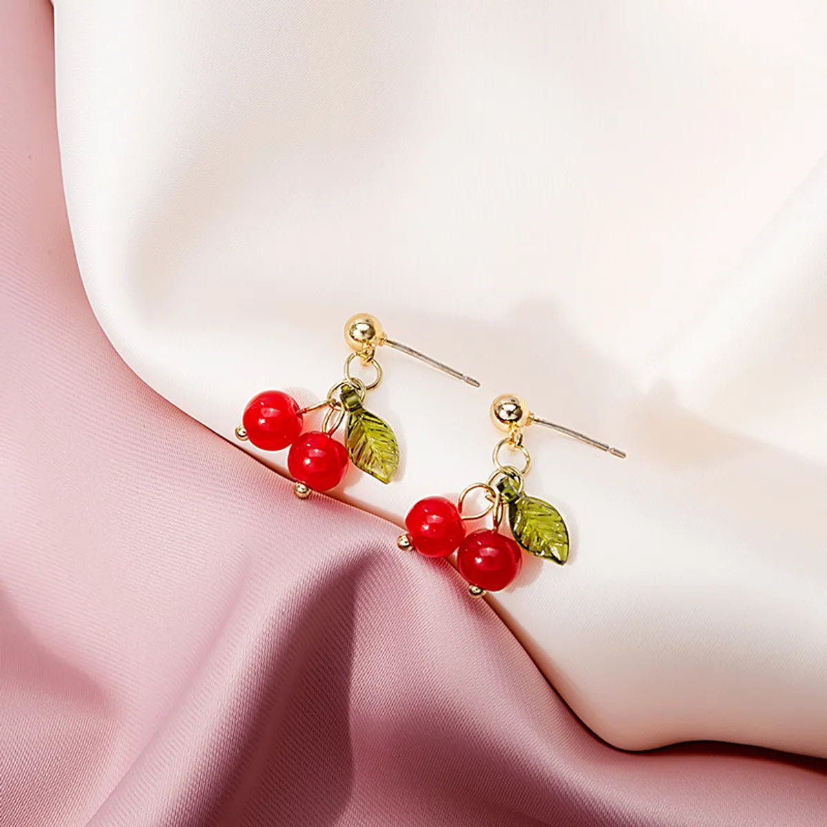 Cartoon Style Sweet Fruit Heart Shape Imitation Pearl Alloy Enamel Inlay Rhinestones Women's Earrings 1 Pair