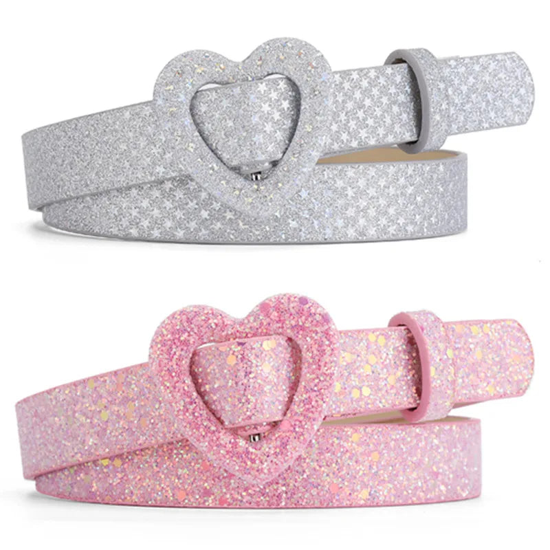 Cartoon Style Sweet Simple Style Heart Shape Pu Leather Alloy Women'S Leather Belts