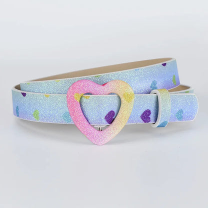 Cartoon Style Sweet Simple Style Heart Shape Pu Leather Alloy Women'S Leather Belts