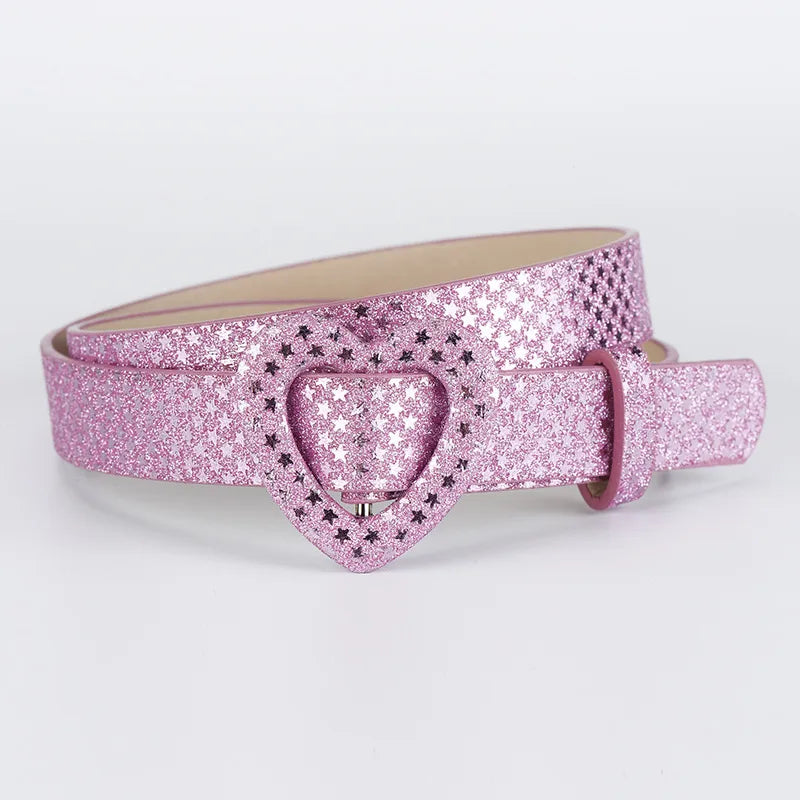 Cartoon Style Sweet Simple Style Heart Shape Pu Leather Alloy Women'S Leather Belts