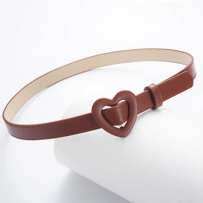 Cartoon Style Sweet Simple Style Heart Shape Pu Leather Alloy Women'S Leather Belts