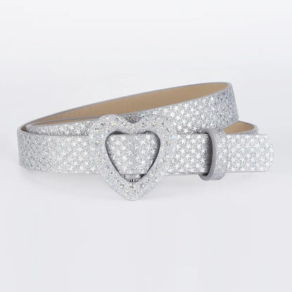 Cartoon Style Sweet Simple Style Heart Shape Pu Leather Alloy Women'S Leather Belts