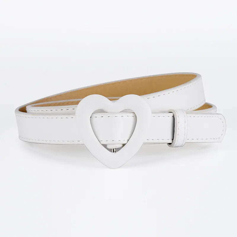 Cartoon Style Sweet Simple Style Heart Shape Pu Leather Alloy Women'S Leather Belts