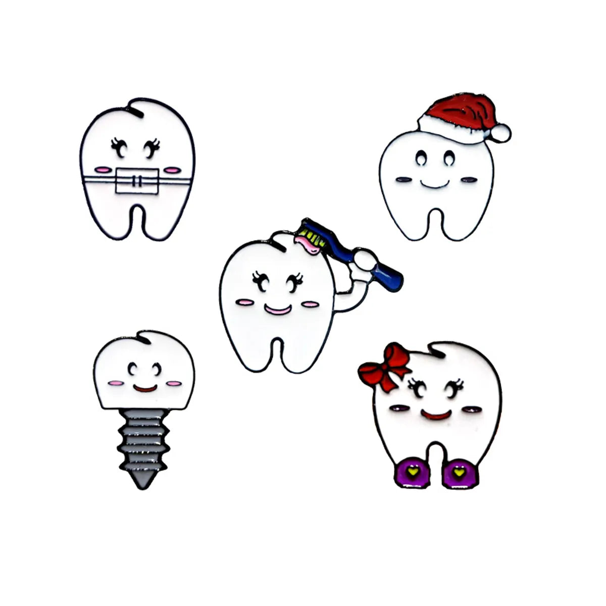 Cartoon Style Teeth Alloy Enamel Unisex Brooches