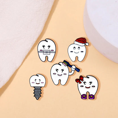 Cartoon Style Teeth Alloy Enamel Unisex Brooches