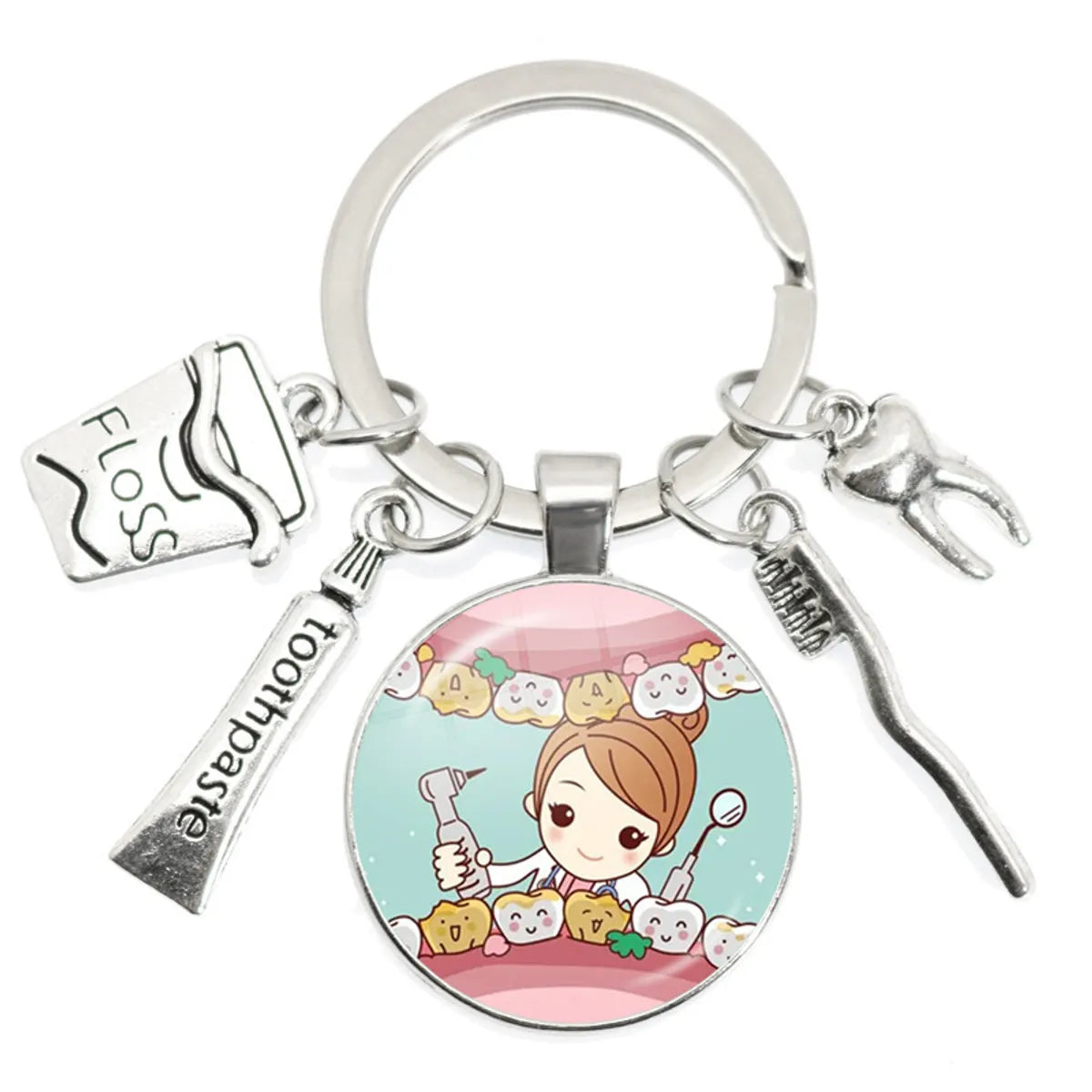 Cartoon Style Teeth Alloy Glass Unisex Bag Pendant Keychain