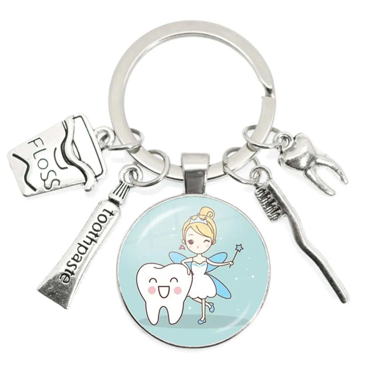 Cartoon Style Teeth Alloy Glass Unisex Bag Pendant Keychain