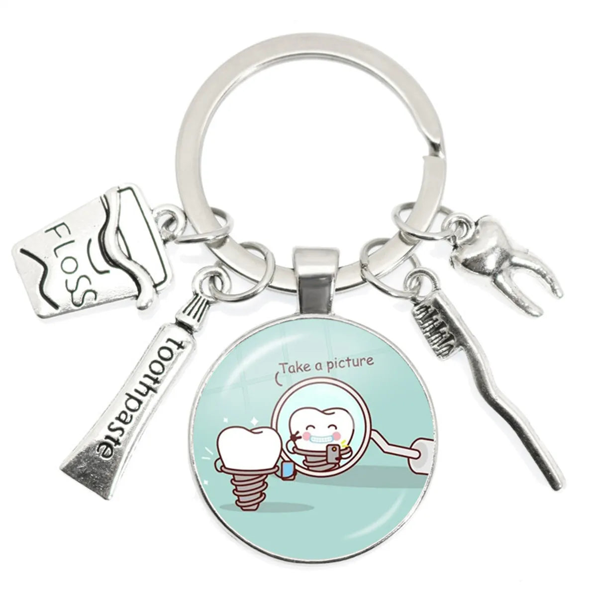 Cartoon Style Teeth Alloy Glass Unisex Bag Pendant Keychain