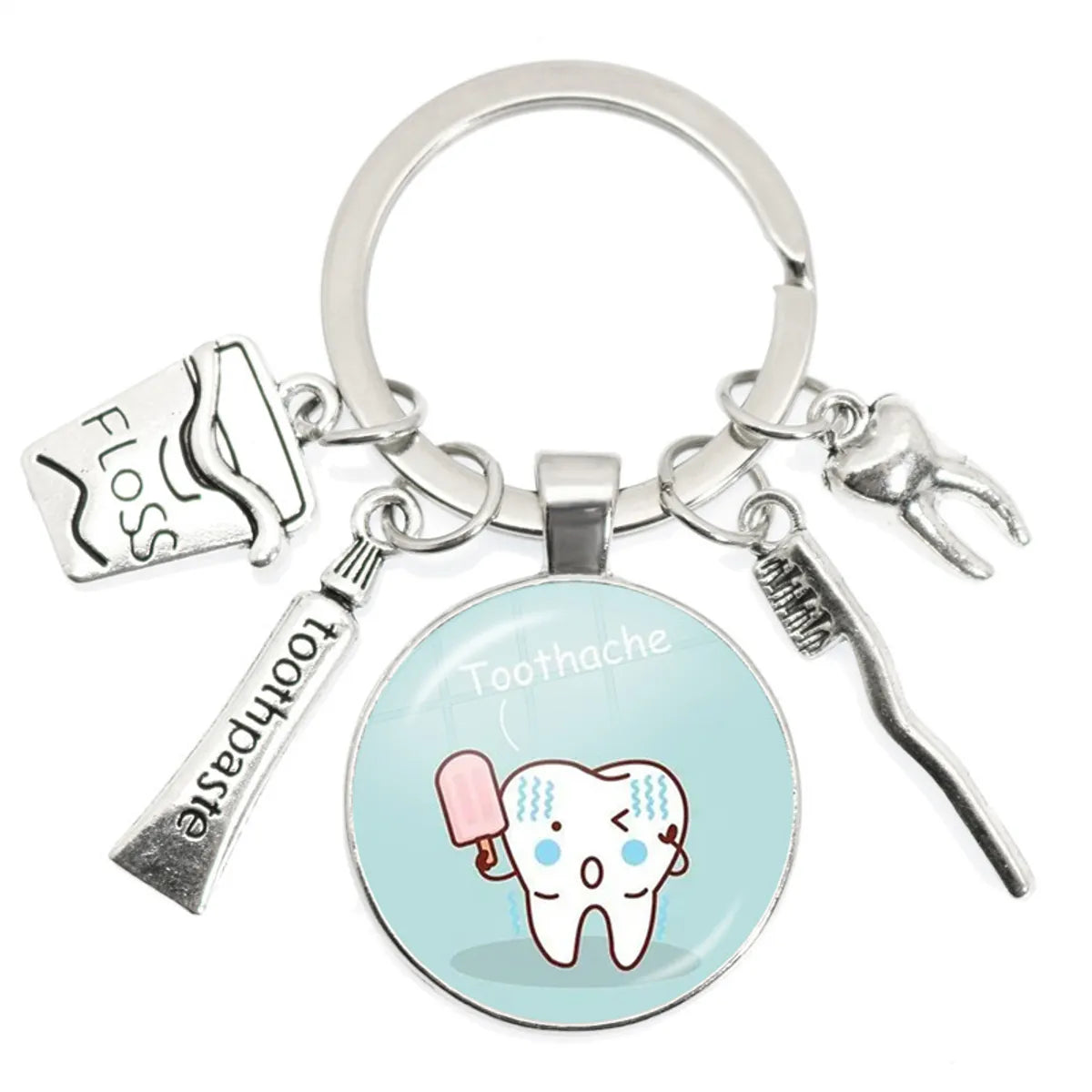 Cartoon Style Teeth Alloy Glass Unisex Bag Pendant Keychain