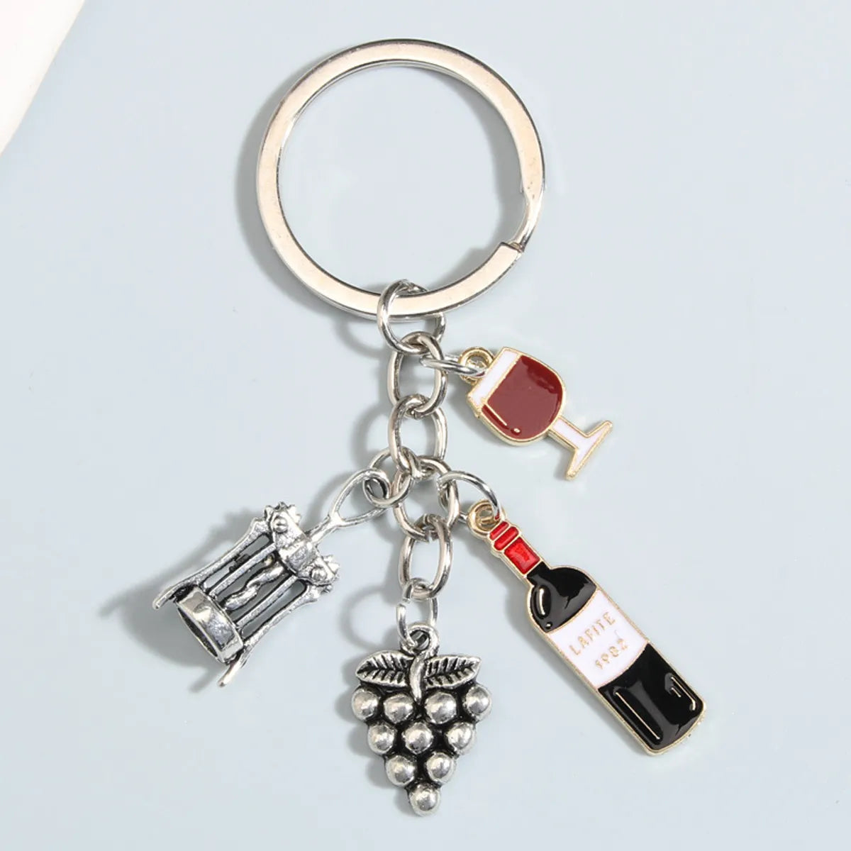 Cartoon Style Wine Glass Alloy Unisex Bag Pendant Keychain