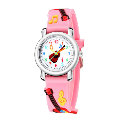 Cartoon Watch 3d Embossed Guitar Pattern Plastic Band Children&#39;S Watch Literary Fan Boy Girl Student Watch