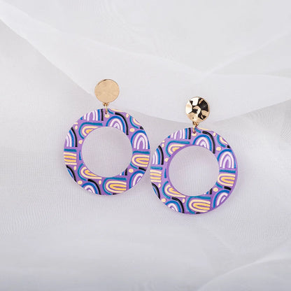 Cross-Border New Carved Flower Earrings Female Acetate High-Profile Earrings Acrylic 3d Earrings Qingdao Jewelry