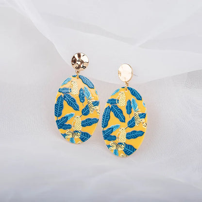 Cross-Border New Carved Flower Earrings Female Acetate High-Profile Earrings Acrylic 3d Earrings Qingdao Jewelry