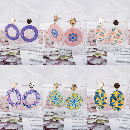 Cross-Border New Carved Flower Earrings Female Acetate High-Profile Earrings Acrylic 3d Earrings Qingdao Jewelry